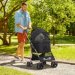PawHut Hundewagen 2 in 1 – Faltbarer Hundebuggy bis 10 kg mit Bremsen & Netzfenstern – Bild 2