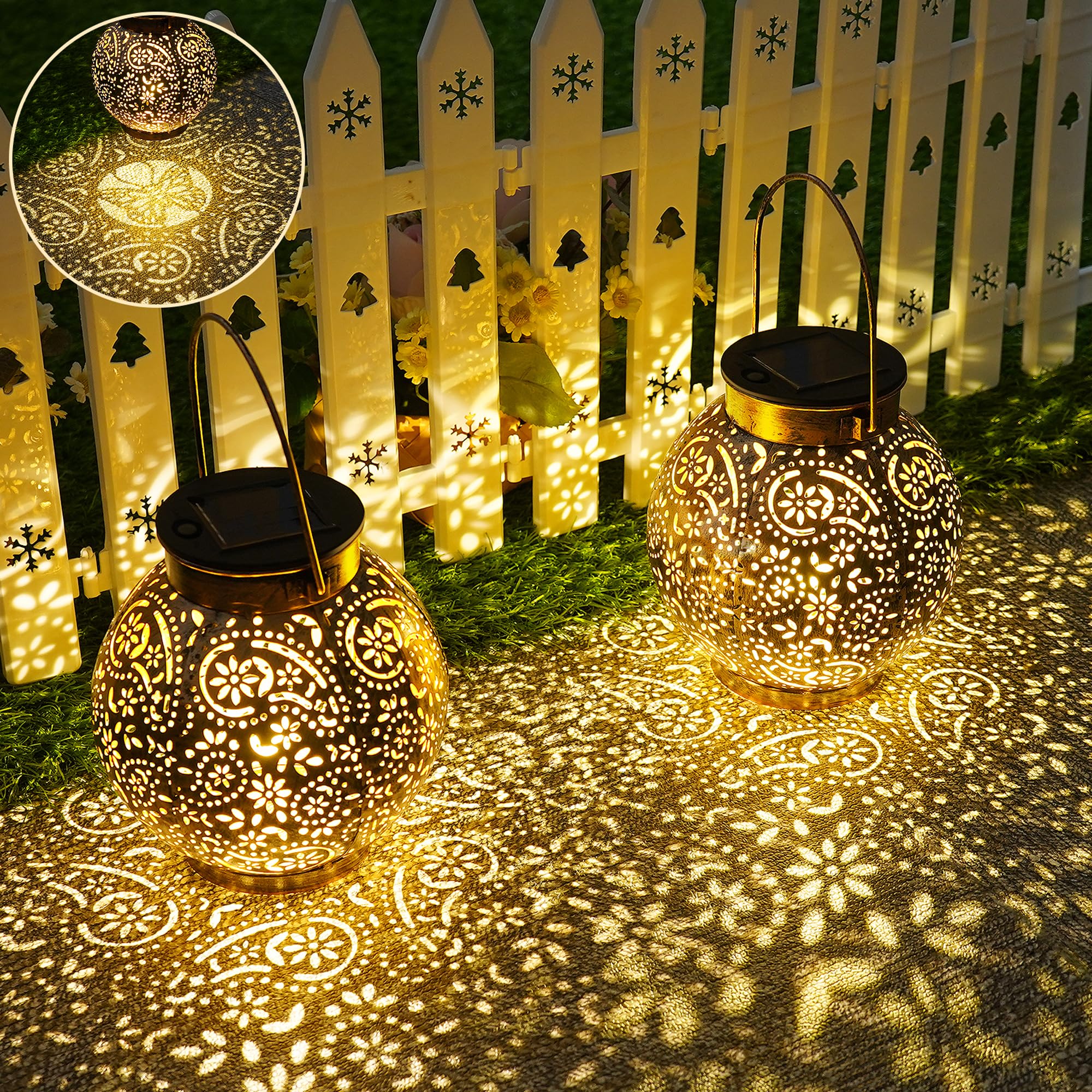 Goffii Solarleuchte 2er Set – Orientalische LED Gartenlaterne IP65 für Balkon & Terrasse