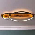Lightbox LED Deckenlampe mit Holzbalken & LED-Ringen – Dimmbar für Wohnzimmer