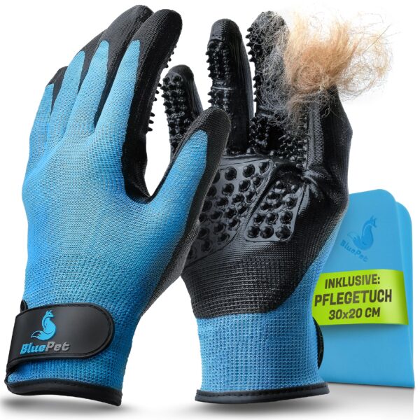 BluePet Fellpflegehandschuh für Hunde, Katzen & Pferde – Sanfte Haarentfernung