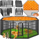 Lovpet Welpenlaufstall XXL 8 Gitter 80x80 cm – Freilaufgehege mit Dach & Erdankern