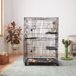 Amazon Basics Katzenkäfig 3-Ebenen 91x57x129 cm – Stabiler Katzenhaus mit Rollen – Bild 7