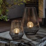Esotec Solar Windlicht 2er Set Ilona – Gartenbeleuchtung mit Bruchglaskugeln & Polyrattan – Bild 2