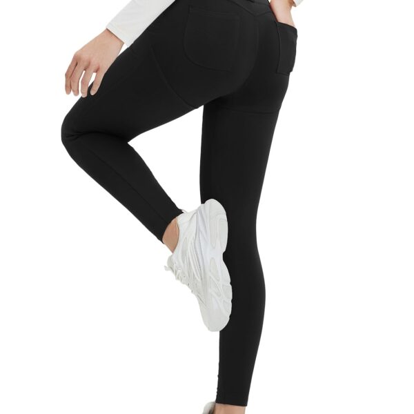 baleaf Thermo Leggings Damen High Waist – Fleecegefütterte Wintersporthose mit Taschen