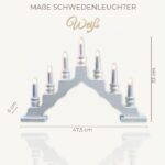 weigla Schwedenleuchter Weiss – Erzgebirge Schwibbogen mit 7 LED-Kerzen & Ersatzlampe – Bild 2