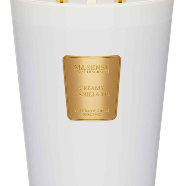 M&SENSE Vanille Duftkerze 990g – 150 Stunden Brenndauer mit 3-Docht Aromatherapie