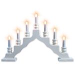 weigla Schwedenleuchter Weiss – Erzgebirge Schwibbogen mit 7 LED-Kerzen & Ersatzlampe