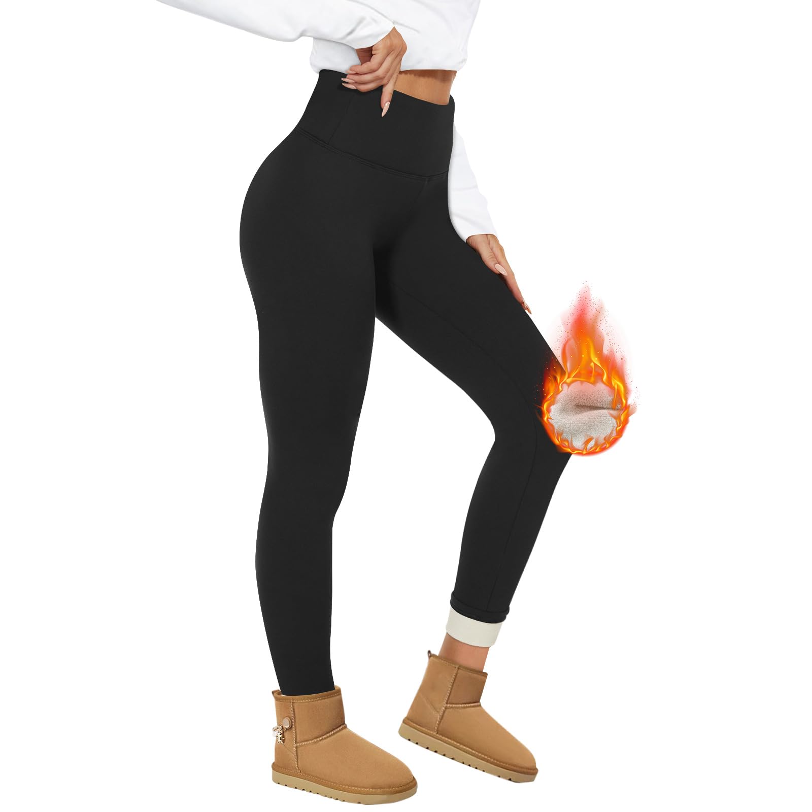 HIPOWER Thermo Leggings Damen gefüttert – Verdickte Winterleggings mit Fleece für Wärmeschutz