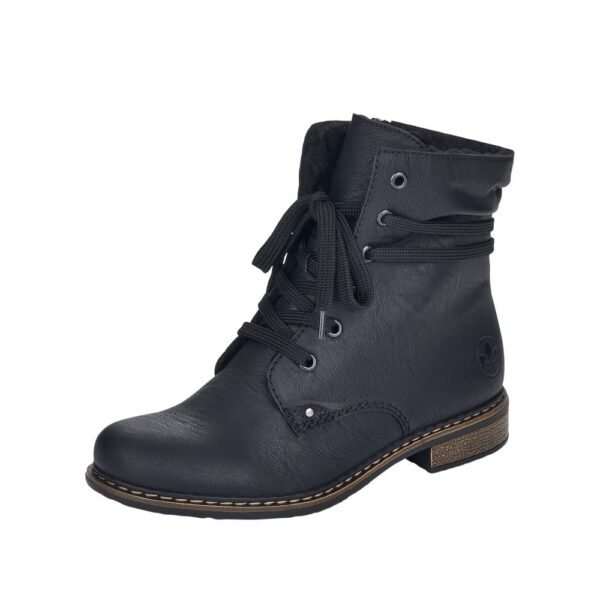 Rieker Damen Schnürstiefel 71229 – Komfort Stiefel mit Warmfutter & Reißverschluss