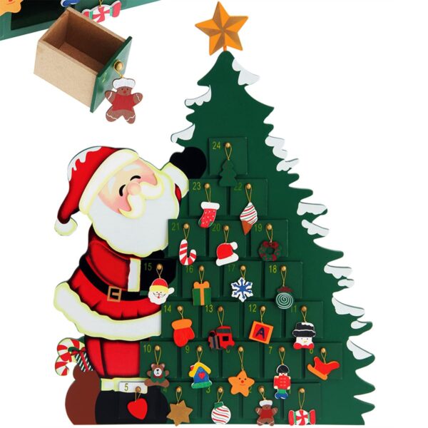 SPIELWERK® Adventskalender Weihnachtsmann zum Selberbefüllen – Wiederverwendbar aus Holz