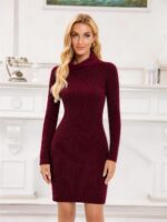 Imuedaen Strickkleid Damen Rollkragen Langarm – Elegantes Tunika Pulloverkleid für Herbst & Winter – Bild 3