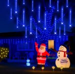 Harnyles Meteorschauer-Lichterkette 16 Röhren – Wasserdichte LED-Weihnachtsdeko Blau – Bild 2