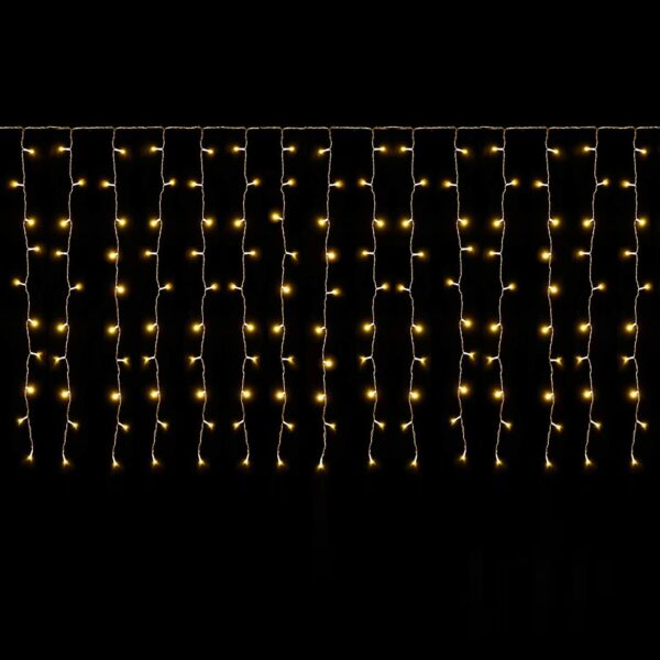 SALCAR LED Eisregen Lichtervorhang 3m x 1m, 150 LEDs Warmweiß – Außenbeleuchtung mit 8 Modi & Timer