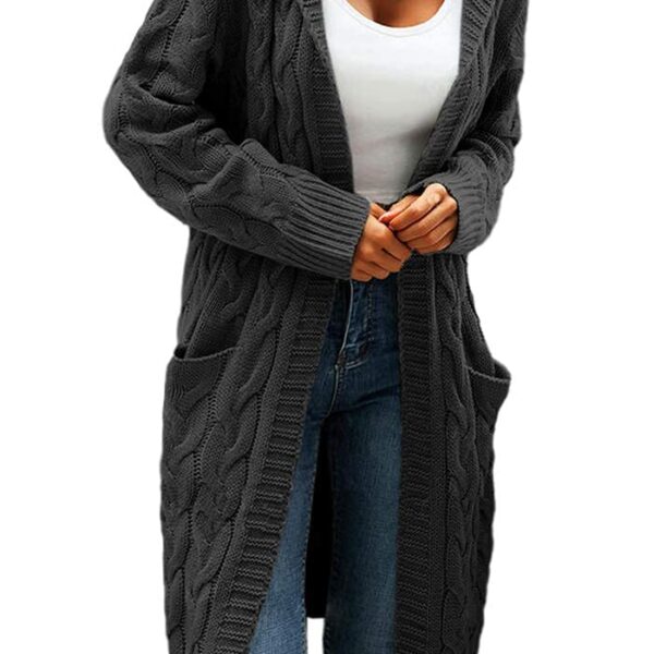 GeGekoko Damen Strickjacke mit Kapuze – Grobstrick Cardigan Langarm für Herbst & Winter