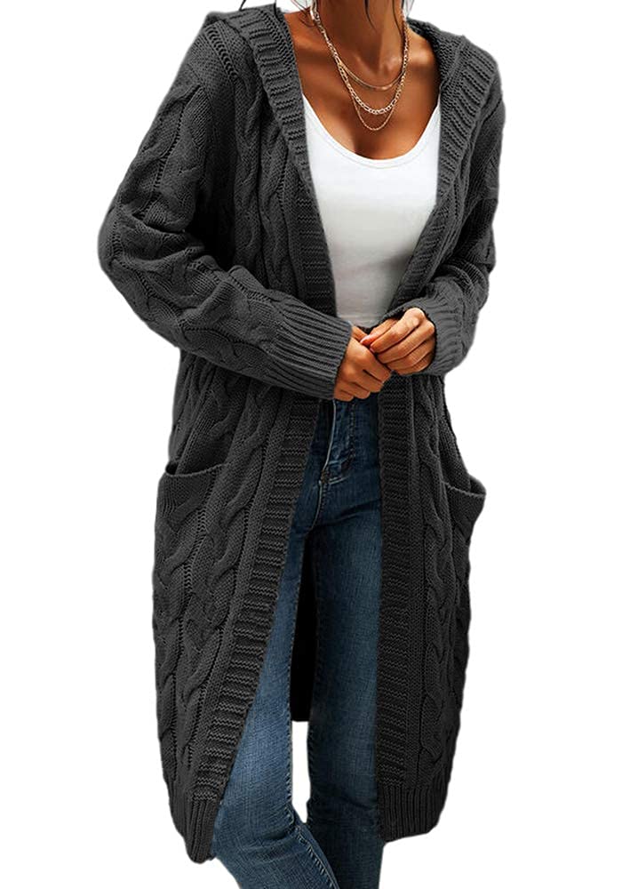 61ERvpIWBmS._SY1000_.jpg GeGekoko Damen Strickjacke mit Kapuze – Grobstrick Cardigan Langarm für Herbst & Winter – Bild 1