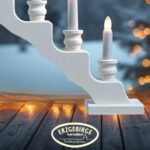 weigla Schwedenleuchter Weiss – Erzgebirge Schwibbogen mit 7 LED-Kerzen & Ersatzlampe – Bild 4