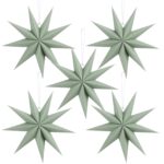 BestoFun 5er Set Papiersterne 30cm Salbeigrün – Elegante Faltsterne für Weihnachtsdeko