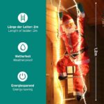 Gartenpirat Kletternder Weihnachtsmann 120 cm mit beleuchteter Leiter 200 cm – 96 warmweisse LEDs – Bild 4