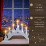 weigla Schwedenleuchter Weiss – Erzgebirge Schwibbogen mit 7 LED-Kerzen & Ersatzlampe – Bild 3