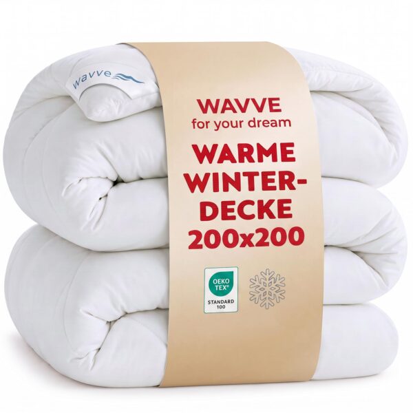 WAVVE Winterbettdecke 200x200 cm – 450 GSM Mikrofaser Steppdecke mit 1800g Füllung