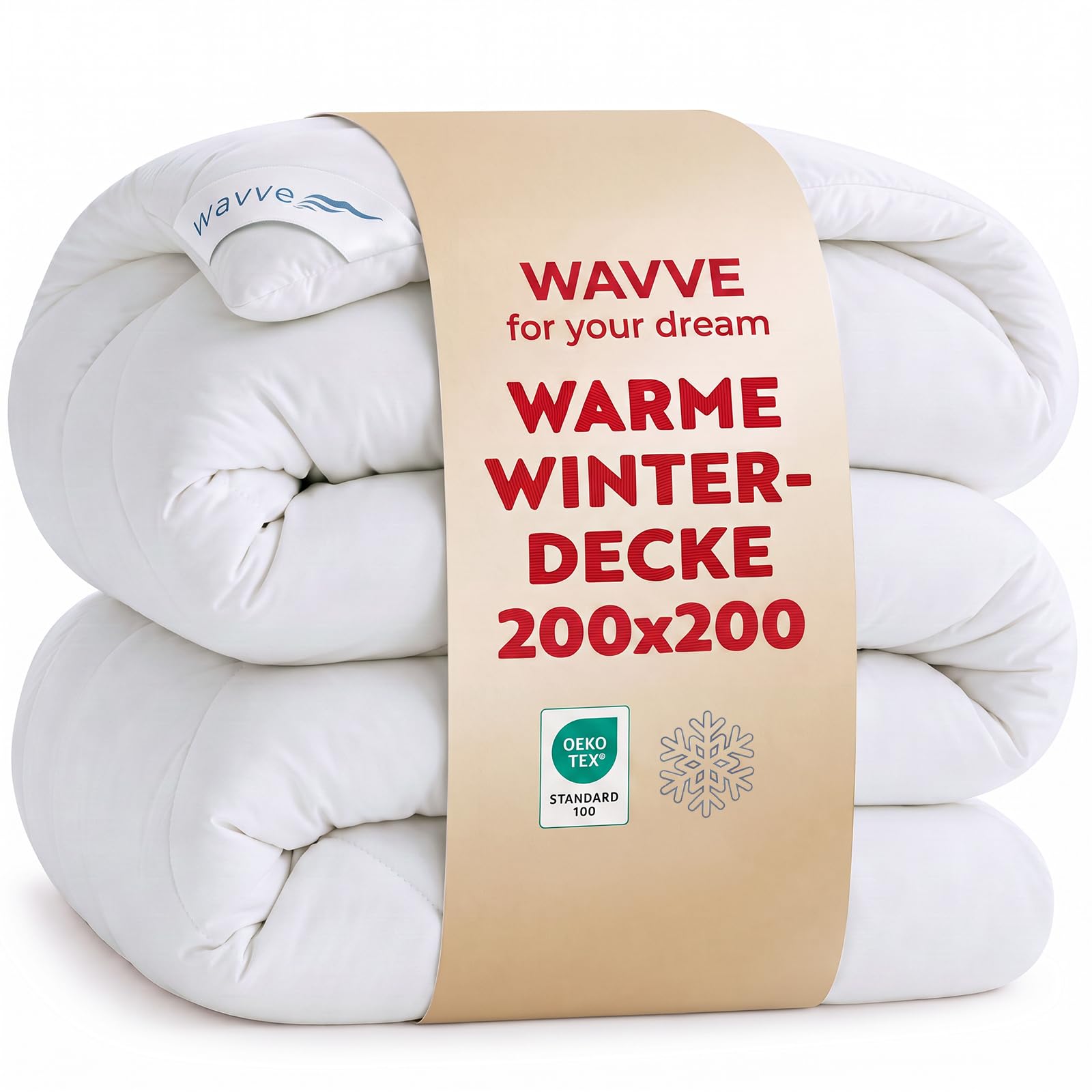 WAVVE Winterbettdecke 200x200 cm – 450 GSM Mikrofaser Steppdecke mit 1800g Füllung