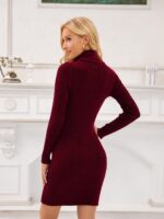 Imuedaen Strickkleid Damen Rollkragen Langarm – Elegantes Tunika Pulloverkleid für Herbst & Winter – Bild 2