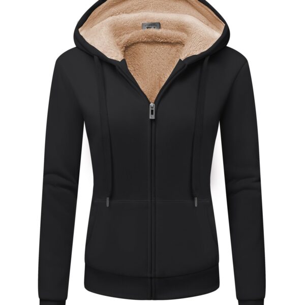 JACKETOWN Damen Fleecejacke mit Kapuze & Reissverschluss – Warme Hoodie für Herbst & Winter