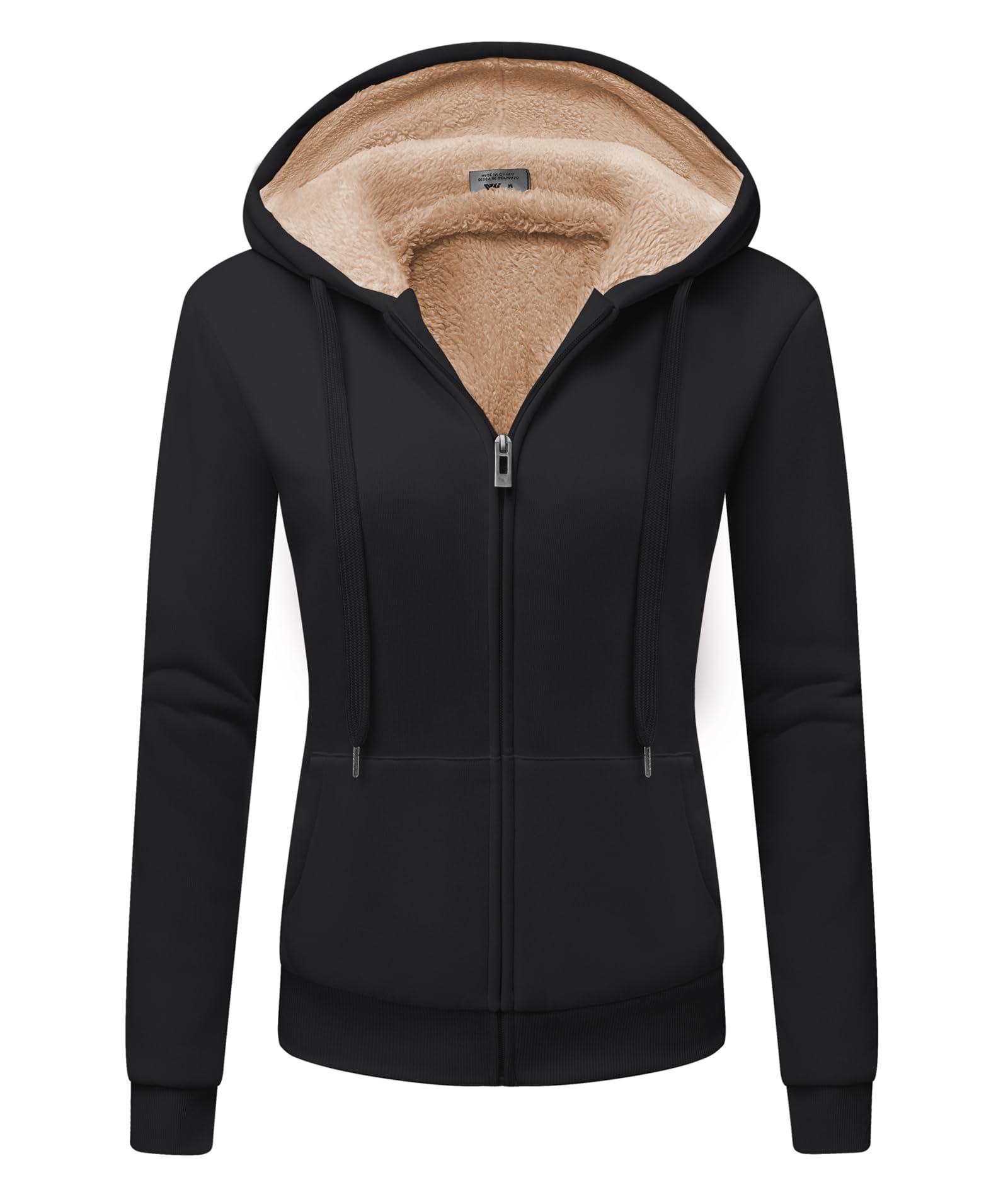 JACKETOWN Damen Fleecejacke mit Kapuze & Reissverschluss – Warme Hoodie für Herbst & Winter