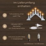 weigla Schwedenleuchter Weiss – Erzgebirge Schwibbogen mit 7 LED-Kerzen & Ersatzlampe – Bild 5