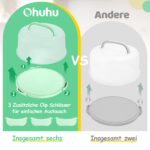 Ohuhu Kuchen Transportbox 10 Zoll – 3in1 Tortenbox mit Cupcake Tablett & Tragegriff – Bild 6