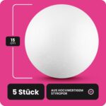 Netuno 5 Styroporkugeln 15 cm weiß – Bastelrohlinge aus Polystyrol für kreative Dekoration – Bild 2