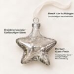 DN DECONATION Weihnachtskugeln Set – 4 Glassterne Silber mit Crackle-Optik – Bild 7