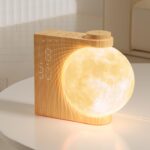 RETEYUNG 3D Mondlampe mit Lichtwecker & Doppel-Weckfunktion – LED-Uhr mit 8 RGB Farben & 10 Naturklängen