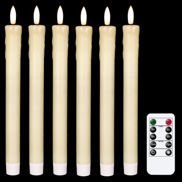 Eldnacele LED Stabkerzen 6er Set mit Fernbedienung – Flackernde Wachskerzen mit Timer