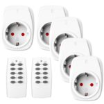 HBN 5er Funksteckdosen-Set mit 2 Fernbedienungen – 16A/3.680W Wireless Steuerung bis 30m