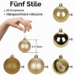 25er Set Weihnachtskugeln 6cm – Bruchsichere Christbaumkugeln Kunststoff für Innen & Aussen – Bild 3