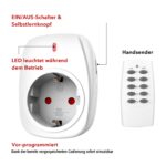 HBN 5er Funksteckdosen-Set mit 2 Fernbedienungen – 16A/3.680W Wireless Steuerung bis 30m – Bild 4