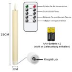 Eldnacele LED Stabkerzen 8er Set mit Fernbedienung & Timer – Flammenlose Echtwachskerzen Elfenbein – Bild 5