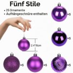 Briful 25er Christbaumkugeln-Set 6cm – Bruchsichere Weihnachtskugeln aus Kunststoff – Bild 3