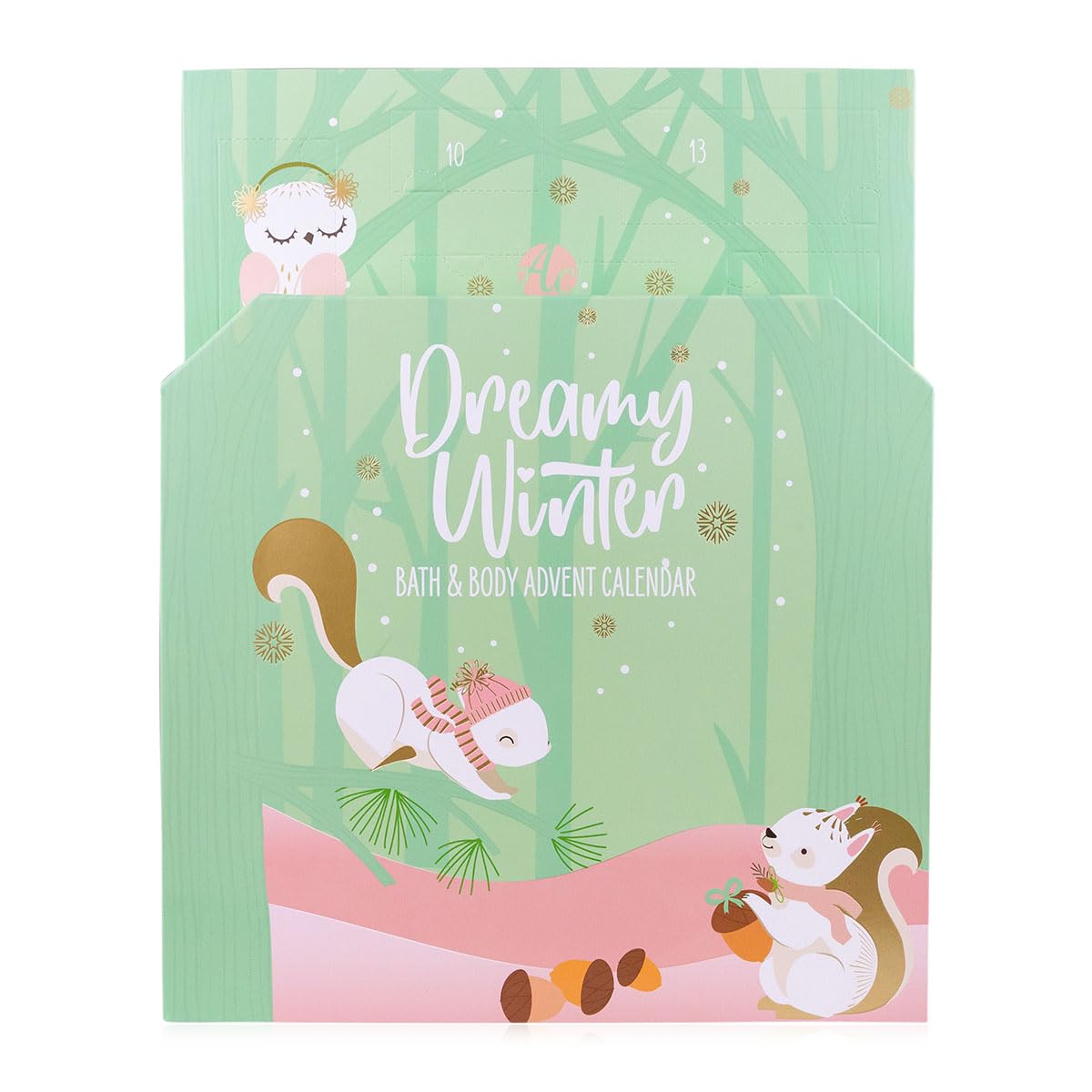Accentra DREAMY WINTER Adventskalender für Mädchen – 24 Pflegeprodukte in grüner Box