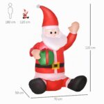 HOMCOM Aufblasbarer Weihnachtsmann 120cm mit LED-Beleuchtung – IP44 Weihnachtsdeko für Innen & Aussen – Bild 3