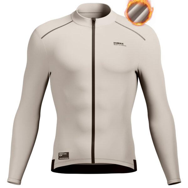 INBIKE Herren Fahrradtrikot Winter Fleece Slimfit mit 3 Taschen & Reflektoren