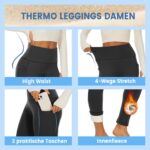 TNNZEET Thermo Leggings Damen mit Taschen – Fleece gefüttert High Waist für Winter – Bild 2