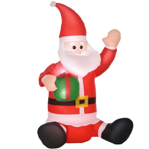 HOMCOM Aufblasbarer Weihnachtsmann 120cm mit LED-Beleuchtung – IP44 Weihnachtsdeko für Innen & Aussen
