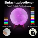 ACED Mondlampe 18 cm mit 128 Farben & 3D-Druck – LED Nachtlicht mit Fernbedienung – Bild 5