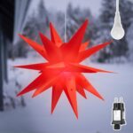 SALCAR 60cm 3D LED Leuchtstern Rot – Wetterfester Weihnachtsstern für Innen & Aussen
