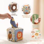 Holz Sensorik Tücher-Box Montessori – Motorikspielzeug für Babys 6–12 Monate – Bild 3
