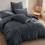 Aisbo Plüsch Bettwäsche 135x200 4teilig Grau – Teddy Fleece Winterbettwäsche mit Reissverschluss – Bild 3