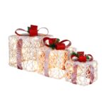 COSTWAY 3er Set LED Geschenkboxen – Beleuchtete Weihnachtsdeko mit Timer für Innen & Aussen – Bild 9
