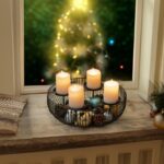 Sziqiqi Adventskranz Modern 30cm Metall Schwarz – Kerzenhalter mit Metallgestell für Weihnachtsdeko – Bild 5